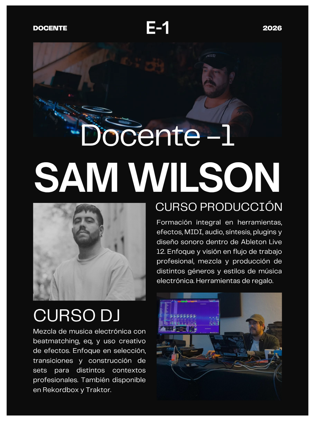 PERSONALIZADO: CLASES PRESENCIALES DE DJ Y PRODUCCIÓN MUSICAL ONLINE CON SAM WILSON