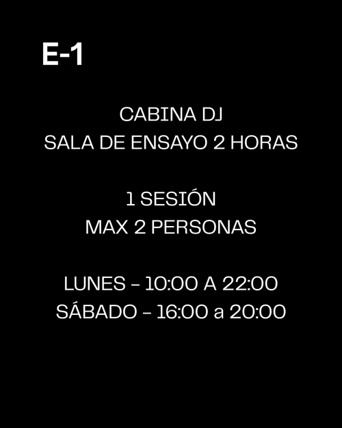 CABINA DJ PRO I - ENSAYO (SALA 2 HORAS)