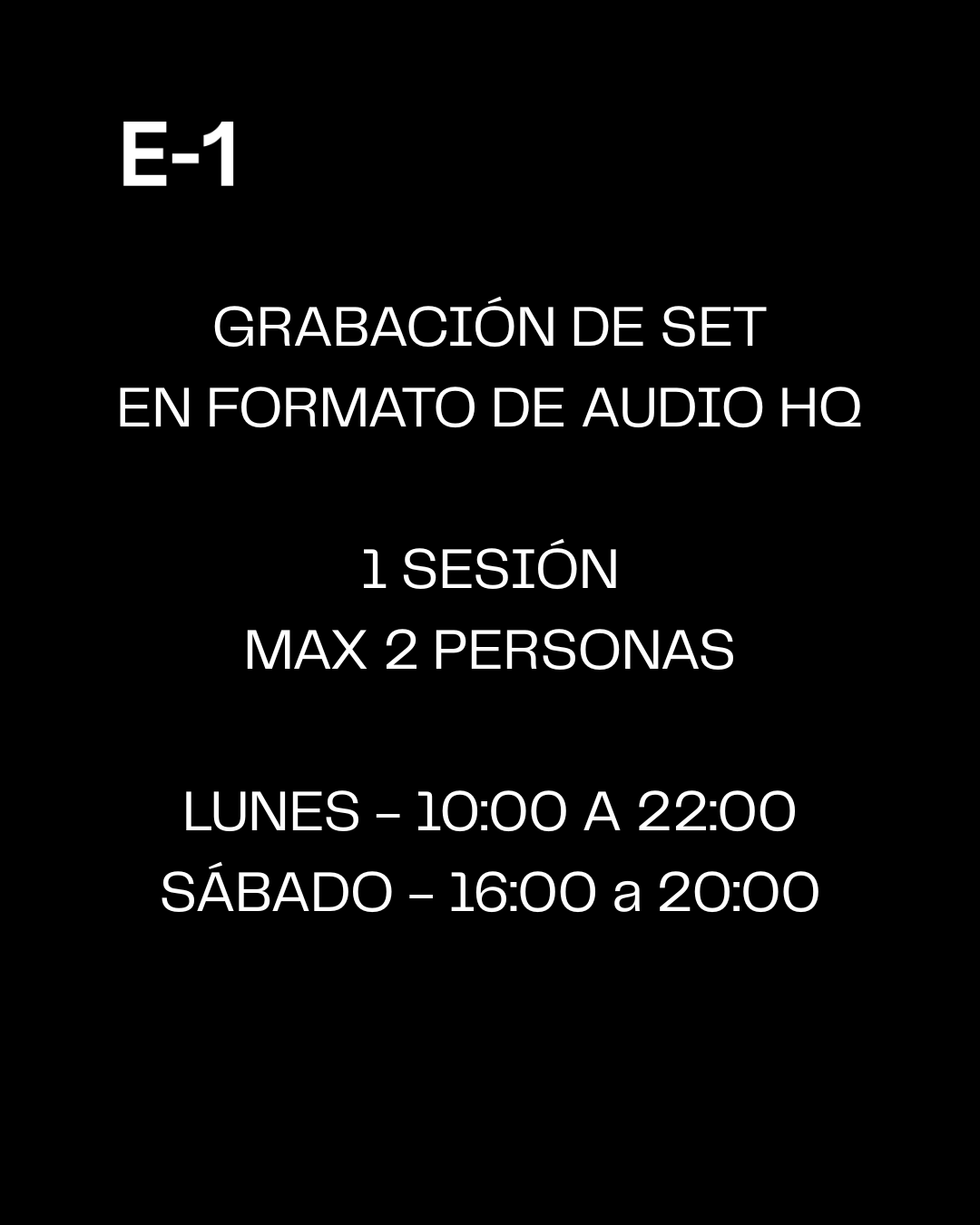 GRABACIÓN DE SET EN FORMATO DE AUDIO HQ